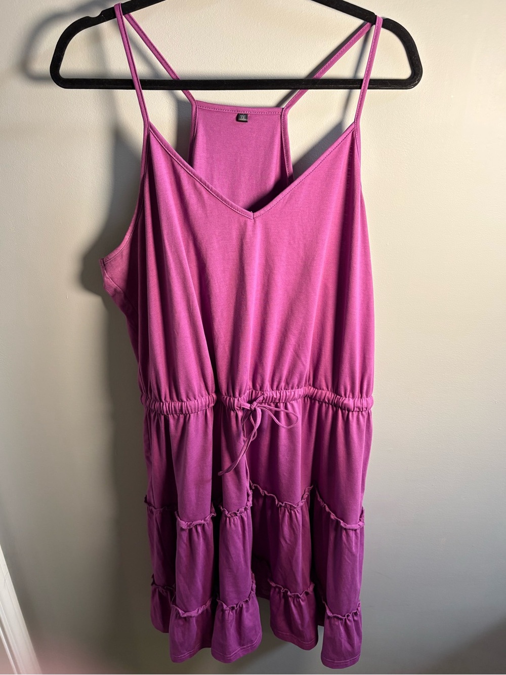 Orchid Purple Tiered Drawstring Midi Dress
